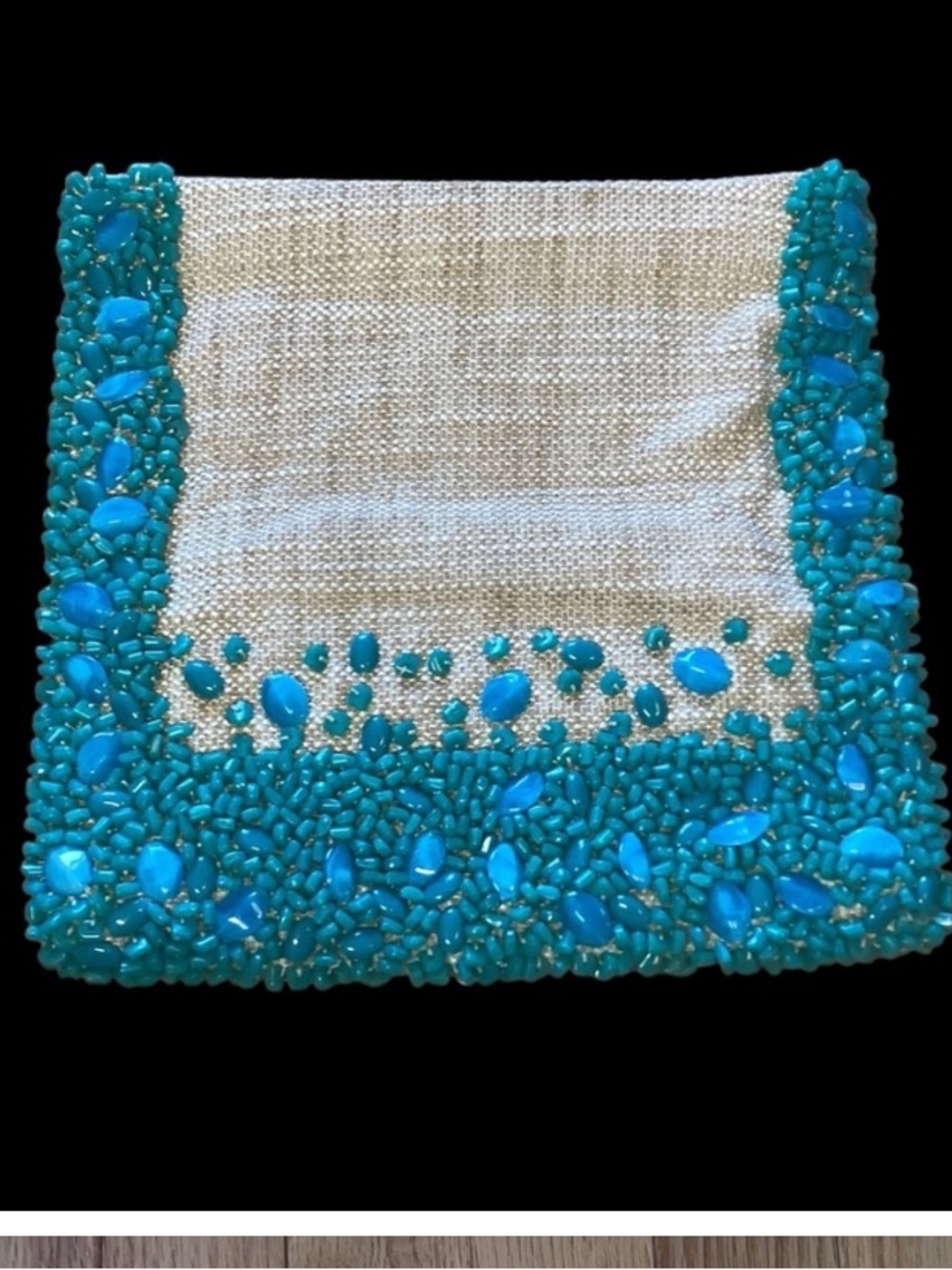 ZARA Beaded faux Turquoise Accent Clutch
